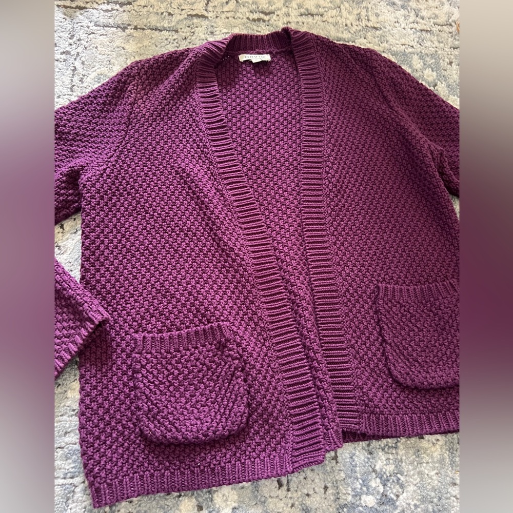 Orvis Chunky Knit Textured Cardigan Sweater Jacket with Pockets Open Front M